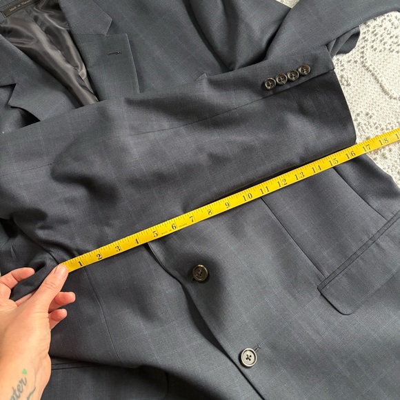 Chaps mens size 44R blue plaid single breasted 2 button front notch lapel blazer - Picture 6 of 11